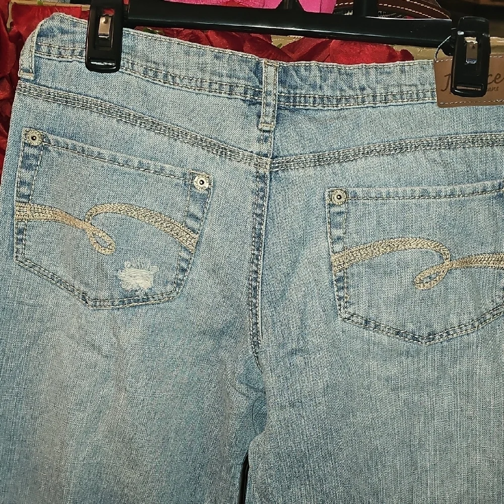 Justice Girls  Light Blue Denim Patchwork Jeans Size 16½